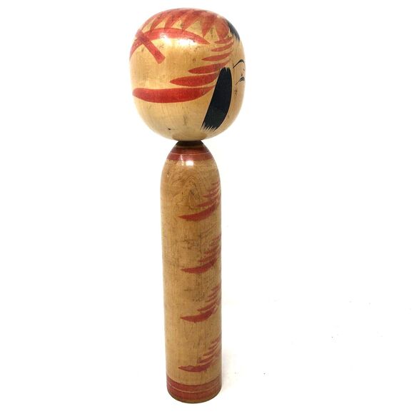Japanese Wooden Kokeshi Doll Artist Signed Vintage Handpainted Folk Art 12" Tall - Picture 9 of 12